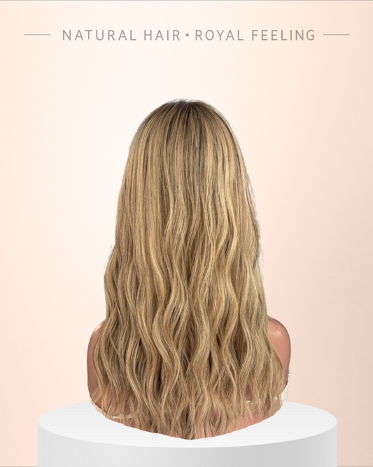 במלאי! לייס טופ, בלונד זהב עם שורשים כהים