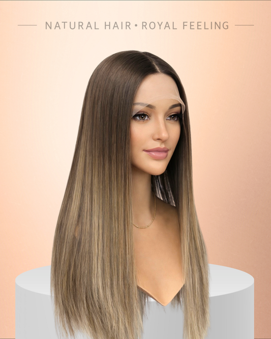 דגם 018 חום בהיר עם אומברה בגוון בלונד כהה