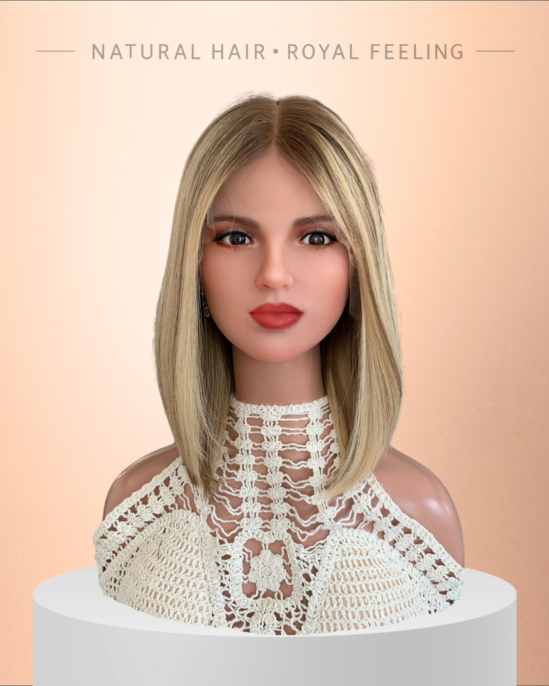 עכשיו במלאי! לייס טופ קצרה, גוון בלונד זהב עם שורשים כהים