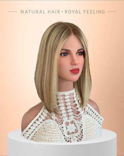 עכשיו במלאי! לייס טופ קצרה, גוון בלונד זהב עם שורשים כהים